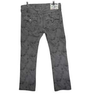True Religion Flap Pocket Straight Jeans Gray Mens Size 38 Ricky
